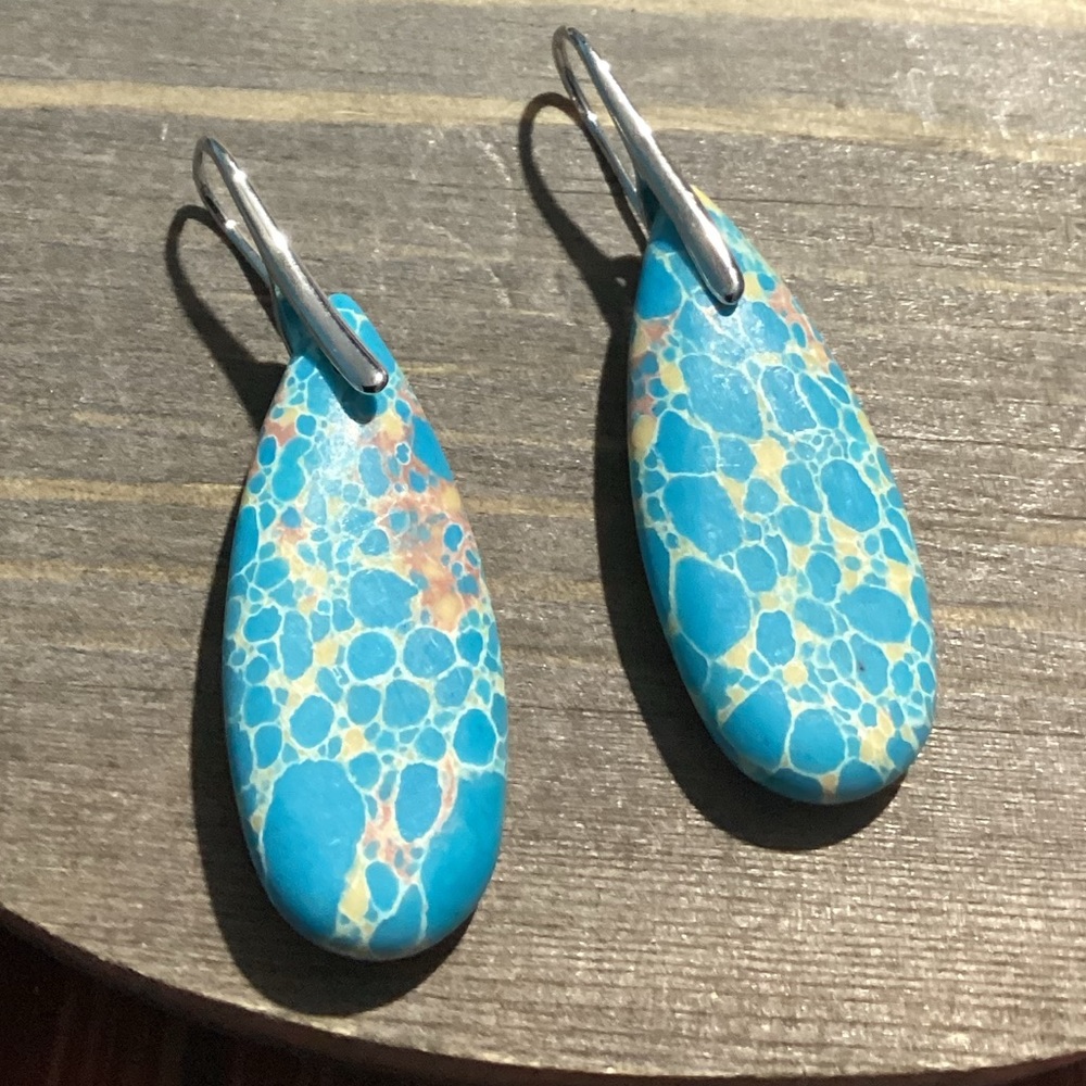 🌺Beautiful Blue Natural Turquoise Stone Drop Earrings